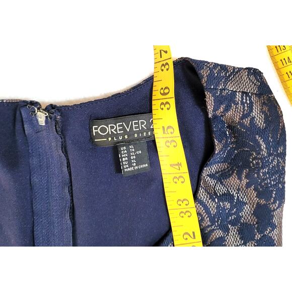 Forever 21 Plus Size Dress XL Blue Sleeveless Lace Fit & Flare Cocktail Glam Y2K - Picture 4 of 8